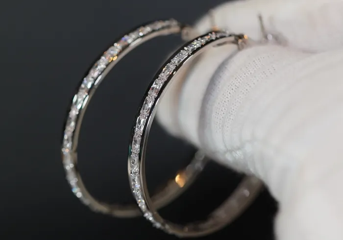 Earrings Lab Diamonds London Diamond Hoop Earrings Hoop Earrings Womens diamond hoop earrings Baguette diamond earrings