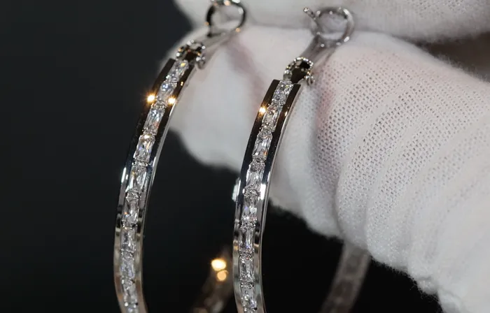 Earrings Lab Diamonds London Diamond Hoop Earrings Hoop Earrings Womens diamond hoop earrings Baguette diamond earrings