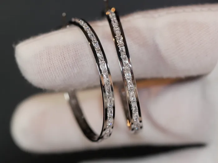 Earrings Lab Diamonds London Diamond Hoop Earrings Hoop Earrings Womens diamond hoop earrings Baguette diamond earrings