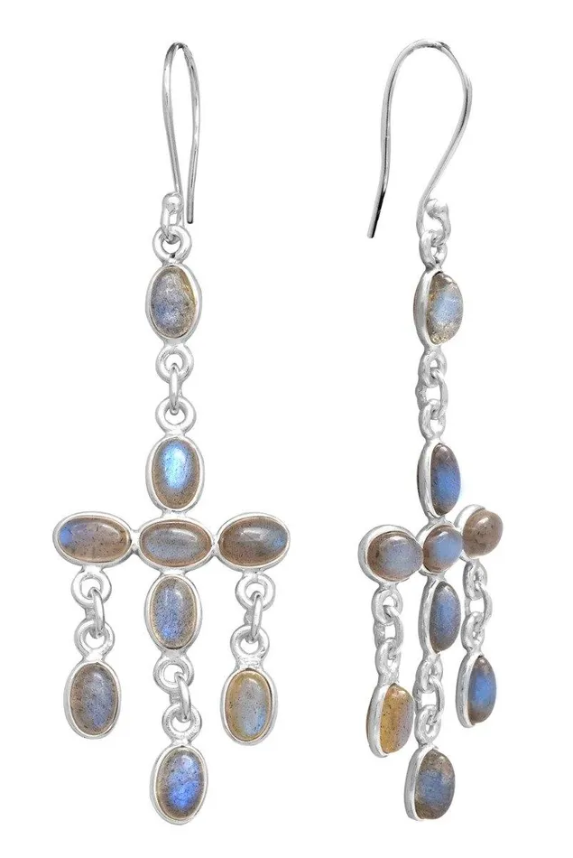 Earrings Labradorite 925 Solid Sterling Silver Dangle Earrings YoTreasure