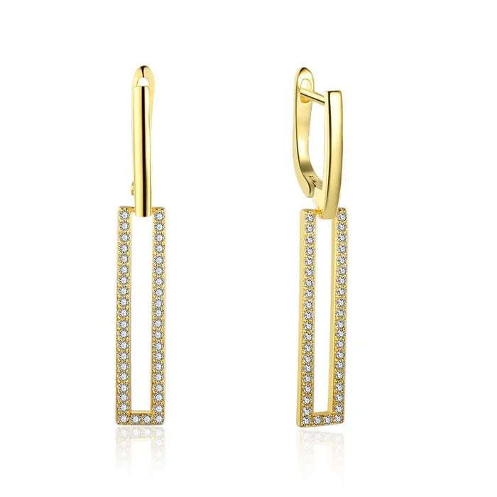 Earrings Personalized Jewel HighQuality Silver Rectangle Shaped Gold Plated Long Dangling Drop Earrings with Cubic Zirconia Fashion Jewelry for Women Earrings Personalized Jewel HighQuality Silver Rectangle Shaped Gold Plated Long Dangling Drop Earrings with Cubic Zirconia Fashion Jewelry for Women