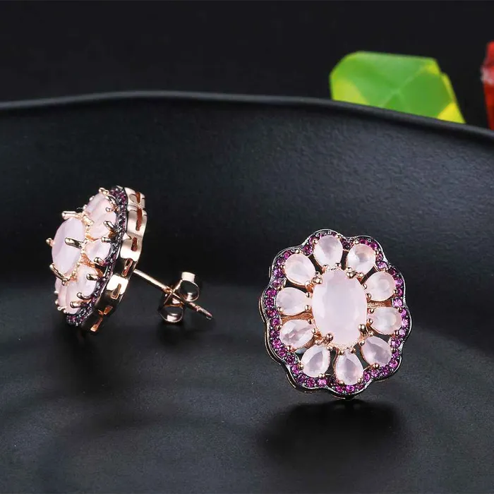 Earrings Personalized Jewel Romantic 925 Silver Stud Earrings Pink Daisy Earrings For Women Girl Trendy Jewelry Anniversary Gift