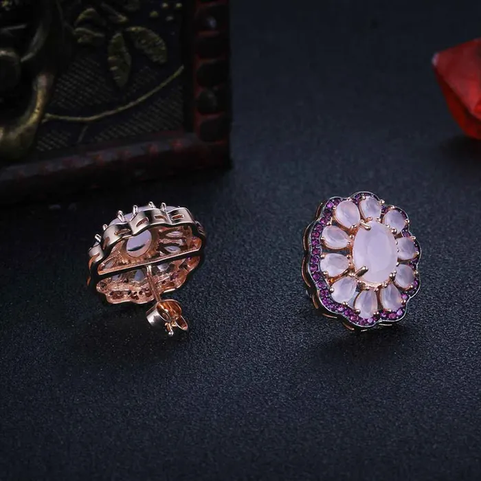 Earrings Personalized Jewel Romantic 925 Silver Stud Earrings Pink Daisy Earrings For Women Girl Trendy Jewelry Anniversary Gift