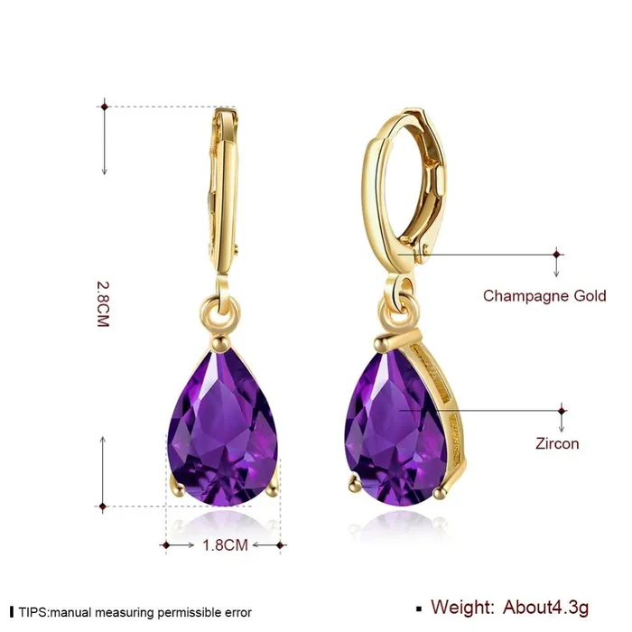 Earrings Personalized Jewel Water Drop Earrings For Women BluePurpleWhite CZ Stone Dangle Drop Earrings Women Jewelry Gift for Girls