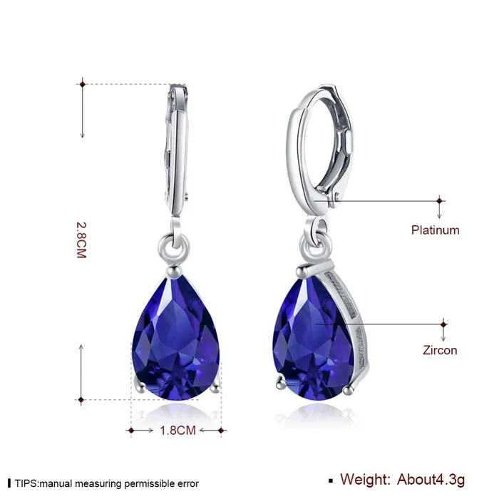 Earrings Personalized Jewel Water Drop Earrings For Women BluePurpleWhite CZ Stone Dangle Drop Earrings Women Jewelry Gift for Girls