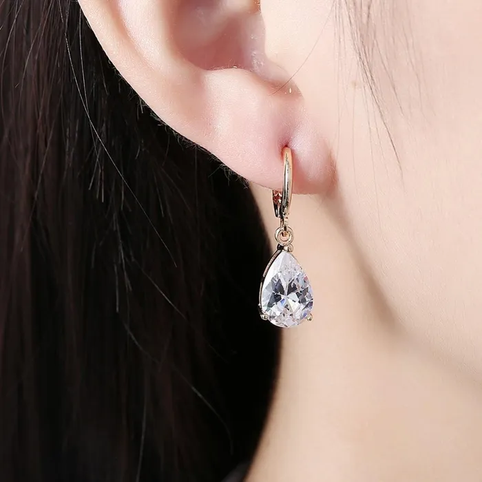 Earrings Personalized Jewel Water Drop Earrings For Women BluePurpleWhite CZ Stone Dangle Drop Earrings Women Jewelry Gift for Girls