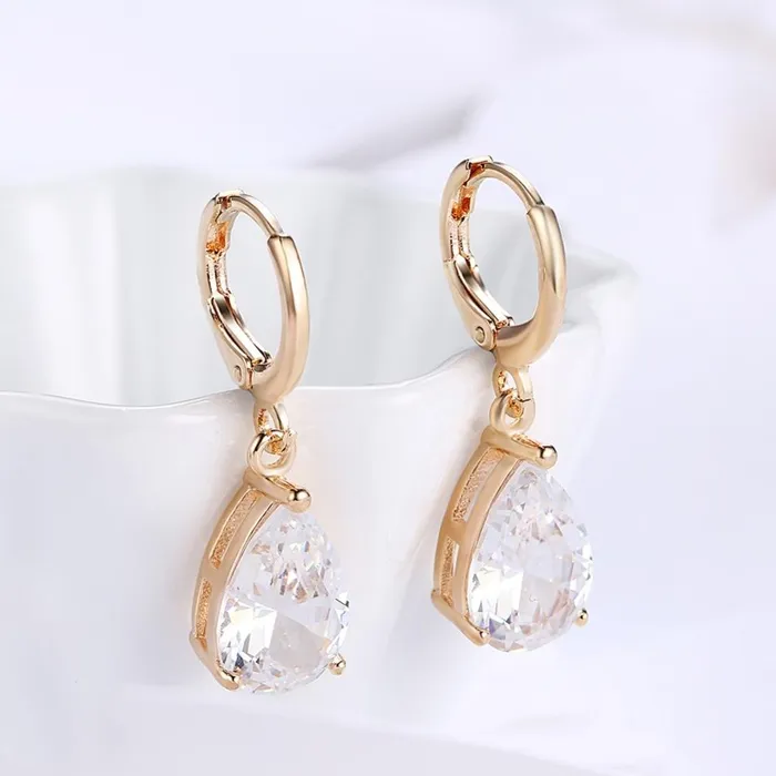 Earrings Personalized Jewel Water Drop Earrings For Women BluePurpleWhite CZ Stone Dangle Drop Earrings Women Jewelry Gift for Girls