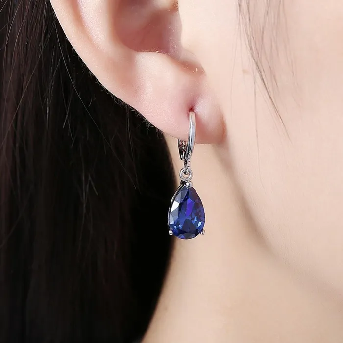 Earrings Personalized Jewel Water Drop Earrings For Women BluePurpleWhite CZ Stone Dangle Drop Earrings Women Jewelry Gift for Girls
