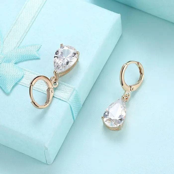 Earrings Personalized Jewel Water Drop Earrings For Women BluePurpleWhite CZ Stone Dangle Drop Earrings Women Jewelry Gift for Girls