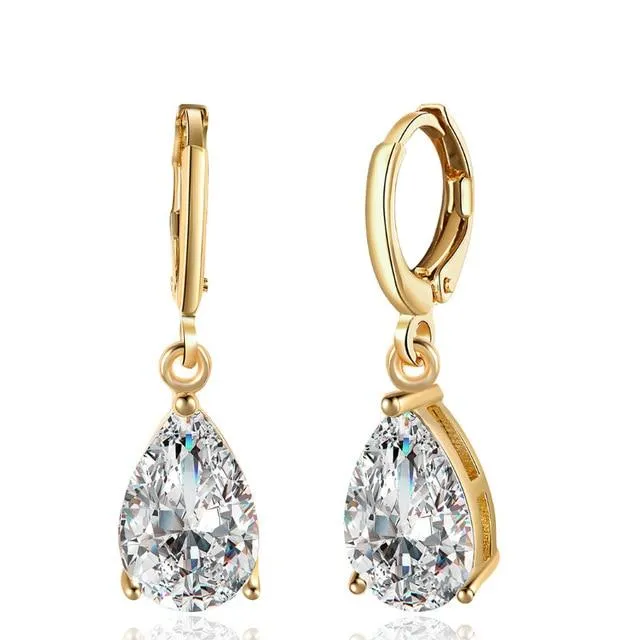 Earrings Personalized Jewel Water Drop Earrings For Women BluePurpleWhite CZ Stone Dangle Drop Earrings Women Jewelry Gift for Girls