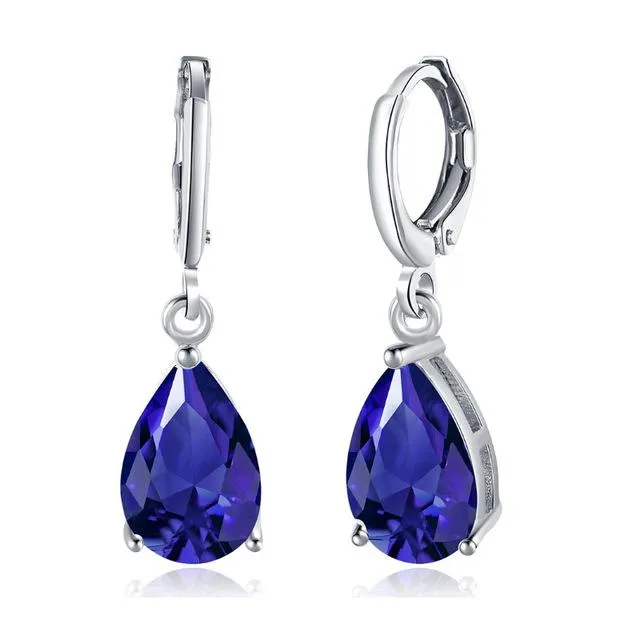 Earrings Personalized Jewel Water Drop Earrings For Women BluePurpleWhite CZ Stone Dangle Drop Earrings Women Jewelry Gift for Girls