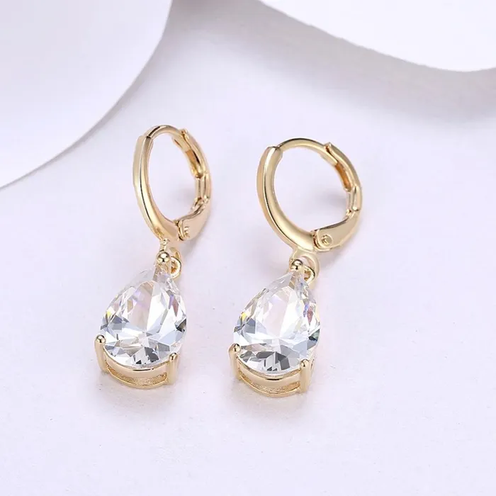 Earrings Personalized Jewel Water Drop Earrings For Women BluePurpleWhite CZ Stone Dangle Drop Earrings Women Jewelry Gift for Girls