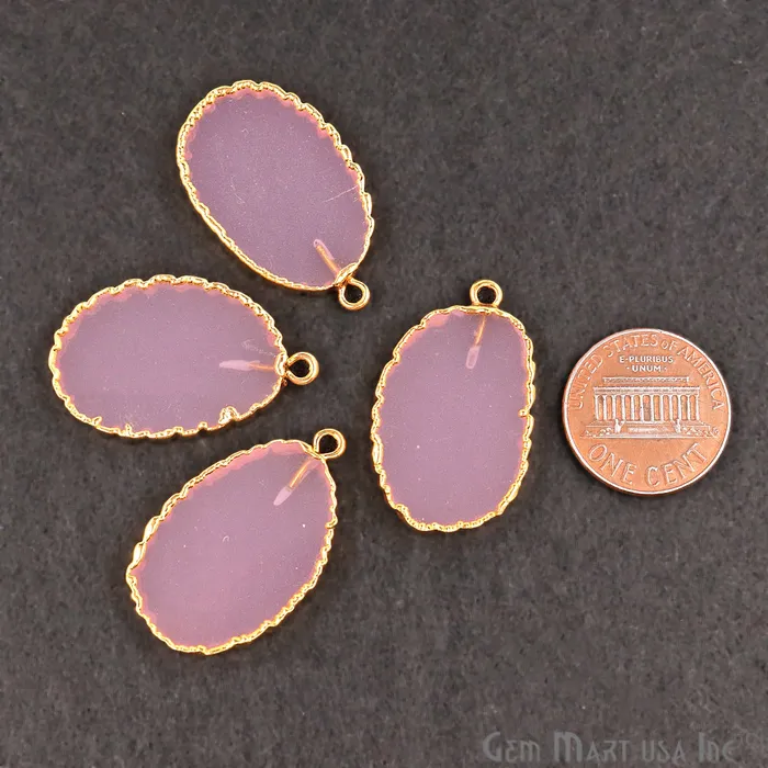 Earrings Rose Chalcedony Oval 30x18mm Gold Electroplated Gemstone Connector GemMartUSA
