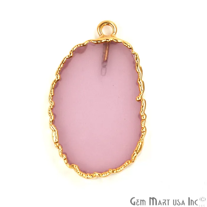 Earrings Rose Chalcedony Oval 30x18mm Gold Electroplated Gemstone Connector GemMartUSA