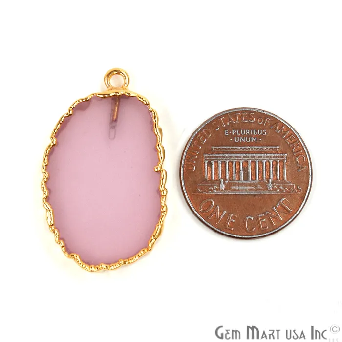 Earrings Rose Chalcedony Oval 30x18mm Gold Electroplated Gemstone Connector GemMartUSA