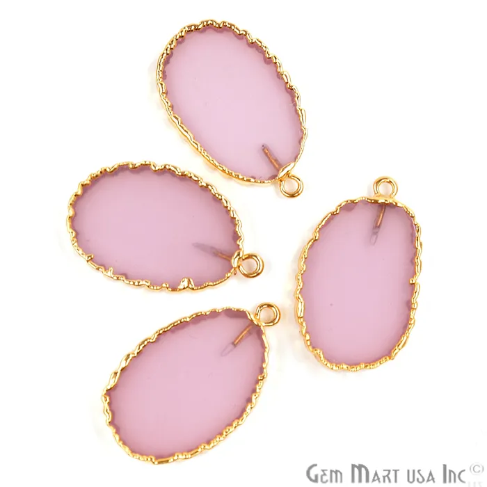 Earrings Rose Chalcedony Oval 30x18mm Gold Electroplated Gemstone Connector GemMartUSA