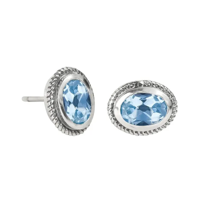 Earrings Sky Blue Topaz Solid 925 Sterling Silver Rope Design Stud Earrings YoTreasure Earrings Sky Blue Topaz Solid 925 Sterling Silver Rope Design Stud Earrings YoTreasure