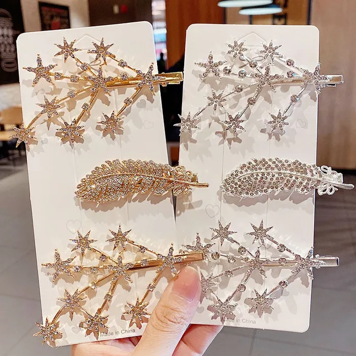 Earrings SWEET T 52 Luxury Crystal Hair PinClip Sets for Women and Girls 1 to 3 Pieces in Gold or Silver Earrings SWEET T 52 Luxury Crystal Hair PinClip Sets for Women and Girls 1 to 3 Pieces in Gold or Silver