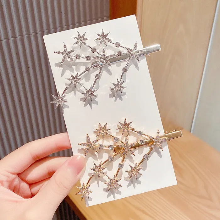 Earrings SWEET T 52 Luxury Crystal Hair PinClip Sets for Women and Girls 1 to 3 Pieces in Gold or Silver