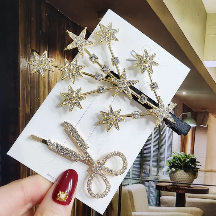 Earrings SWEET T 52 Luxury Crystal Hair PinClip Sets for Women and Girls 1 to 3 Pieces in Gold or Silver