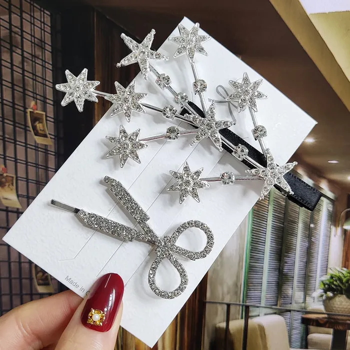 Earrings SWEET T 52 Luxury Crystal Hair PinClip Sets for Women and Girls 1 to 3 Pieces in Gold or Silver