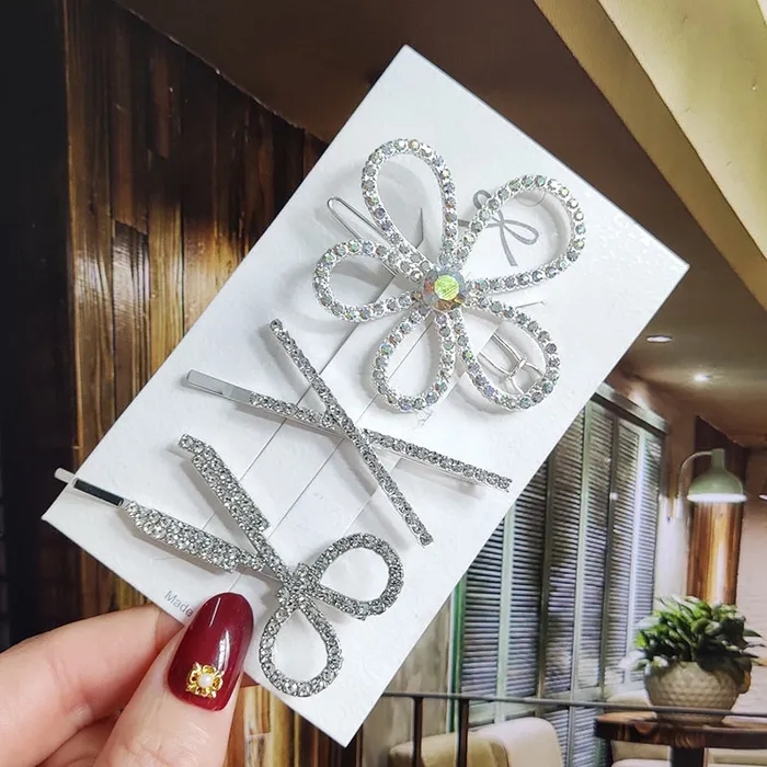 Earrings SWEET T 52 Luxury Crystal Hair PinClip Sets for Women and Girls 1 to 3 Pieces in Gold or Silver
