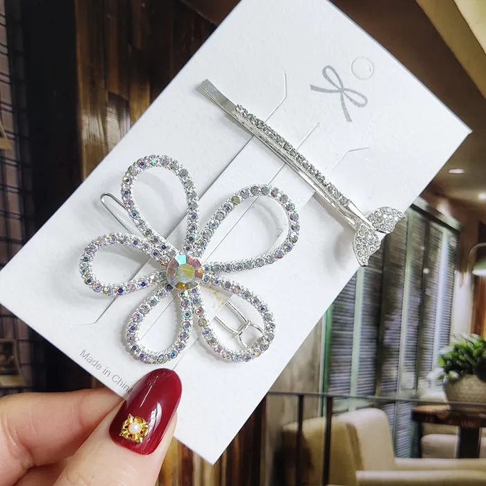 Earrings SWEET T 52 Luxury Crystal Hair PinClip Sets for Women and Girls 1 to 3 Pieces in Gold or Silver