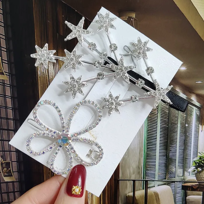 Earrings SWEET T 52 Luxury Crystal Hair PinClip Sets for Women and Girls 1 to 3 Pieces in Gold or Silver