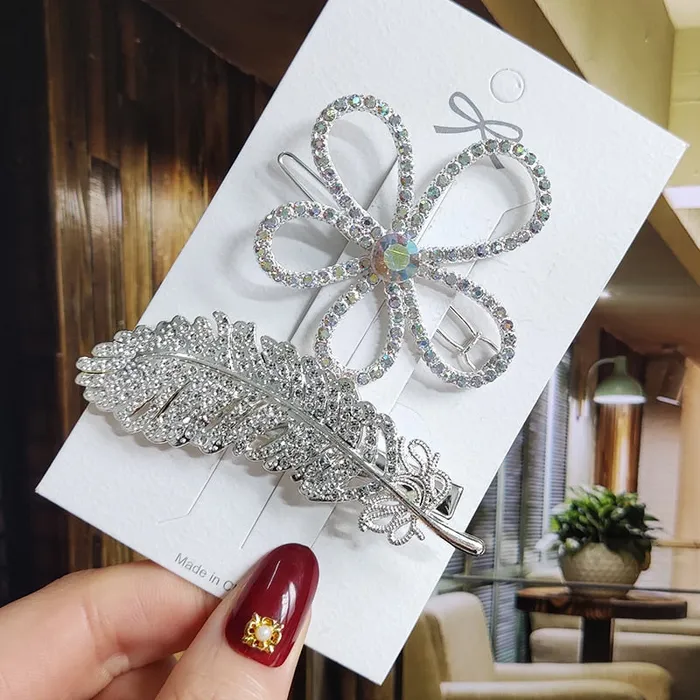 Earrings SWEET T 52 Luxury Crystal Hair PinClip Sets for Women and Girls 1 to 3 Pieces in Gold or Silver