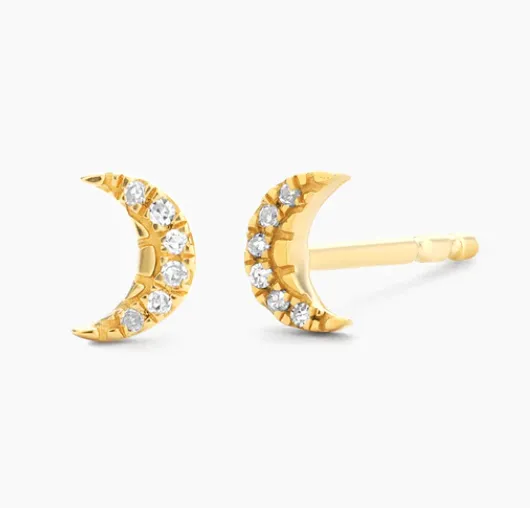 Ella Stein Gold Diamond Mini Crescent Moon Earrings SI3242 Ella Stein Earrings Ella Stein Gold Diamond Mini Crescent Moon Earrings SI3242 Ella Stein Earrings