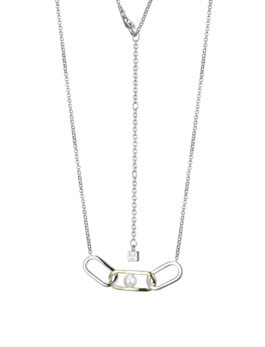 ELLE Necklaces ELLE Two Tone Parallel Freshwater Pearl Link Necklace SI5063