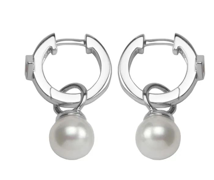 ELLE Silver Pearl Drop Huggie Earrings SI2743 ELLE Earrings