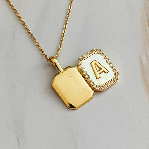 Ellison and Young Necklaces Initial Deco Open Locket Pendant Necklace