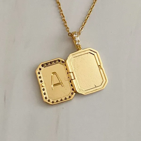 Ellison and Young Necklaces Initial Deco Open Locket Pendant Necklace