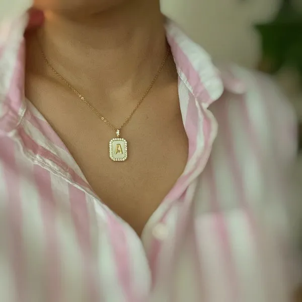 Ellison and Young Necklaces Initial Deco Open Locket Pendant Necklace