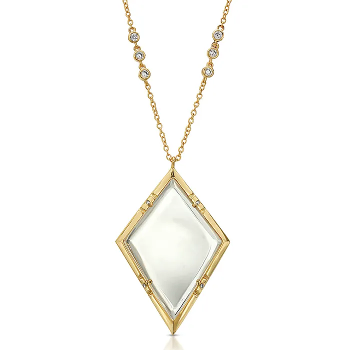 Emmeline Gold Magnifier Pendant Necklace Moderne Monocle Necklaces