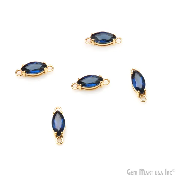 Faceted Marquise 5x10mm Prong Gold Plated Double Bail Connector GemMartUSA PreStyled Sets