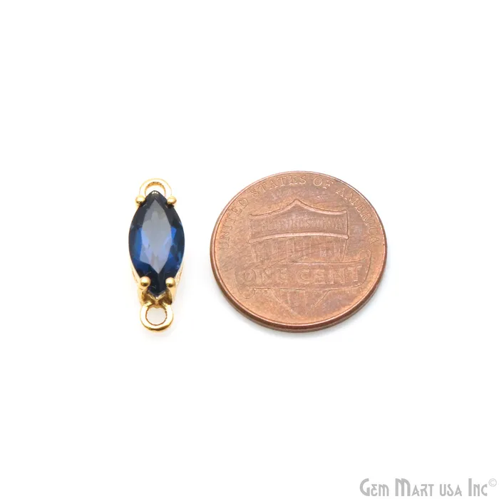 Faceted Marquise 5x10mm Prong Gold Plated Double Bail Connector GemMartUSA PreStyled Sets