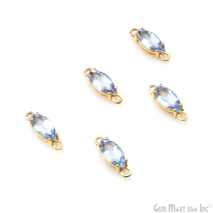 Faceted Marquise 5x10mm Prong Gold Plated Double Bail Connector GemMartUSA PreStyled Sets