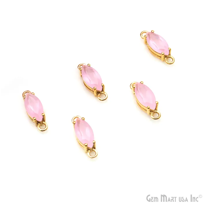 Faceted Marquise 5x10mm Prong Gold Plated Double Bail Connector GemMartUSA PreStyled Sets