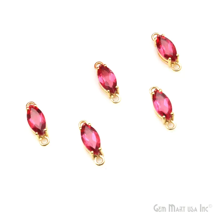 Faceted Marquise 5x10mm Prong Gold Plated Double Bail Connector GemMartUSA PreStyled Sets