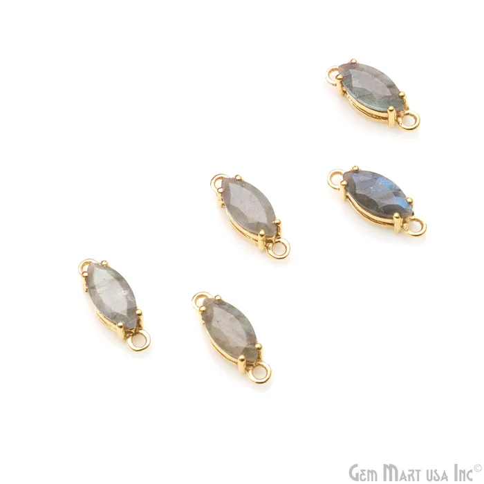 Faceted Marquise 5x10mm Prong Gold Plated Double Bail Connector GemMartUSA PreStyled Sets