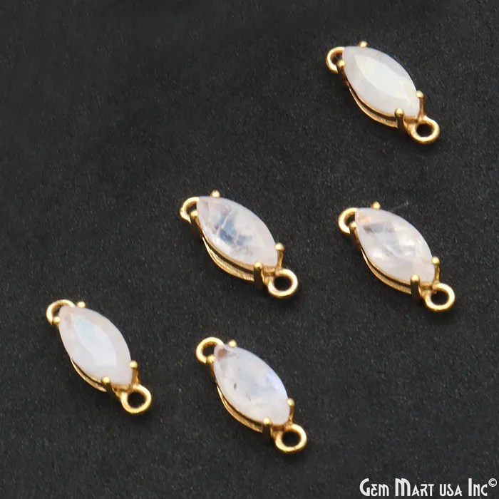 Faceted Marquise 5x10mm Prong Gold Plated Double Bail Connector GemMartUSA PreStyled Sets