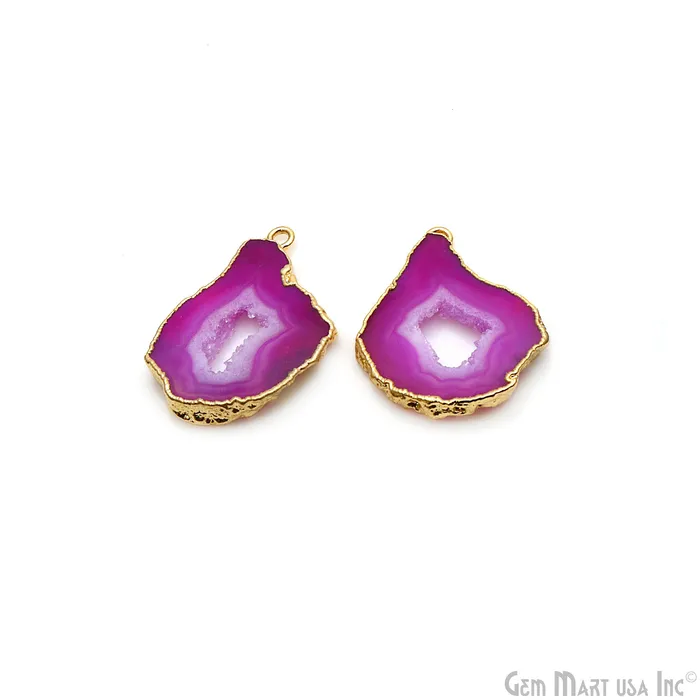 GemMartUSA Agate Slice 26x18mm Organic Gold Electroplated Gemstone Earring Connector 1 Pair Earrings GemMartUSA Agate Slice 26x18mm Organic Gold Electroplated Gemstone Earring Connector 1 Pair Earrings