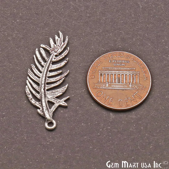 GemMartUSA Charm Necklaces Feather Finding 32x13mm Oxidized Chandelier Jewelry Charm