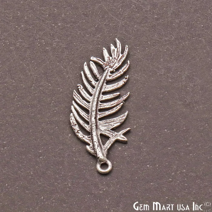 GemMartUSA Charm Necklaces Feather Finding 32x13mm Oxidized Chandelier Jewelry Charm