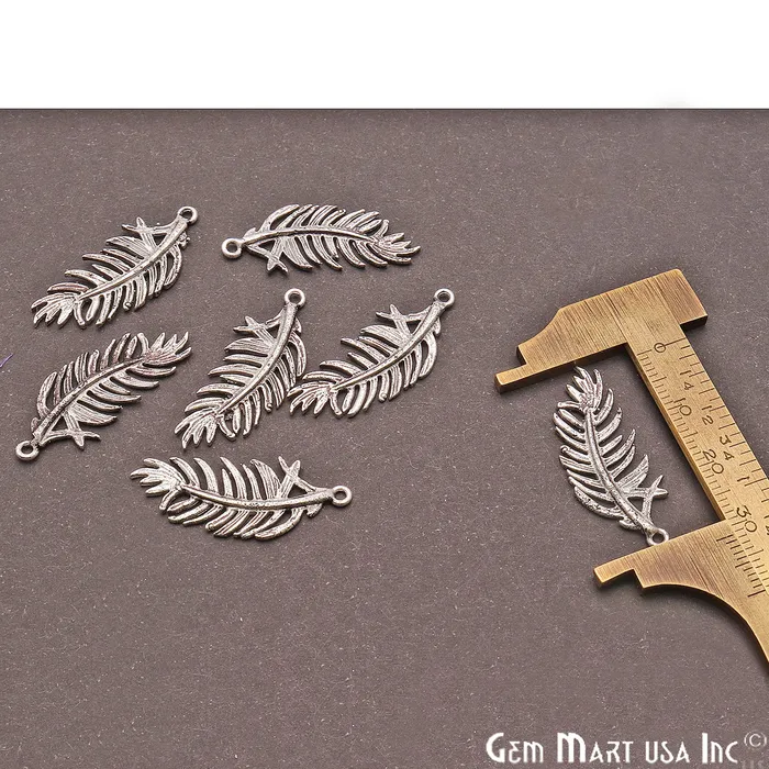 GemMartUSA Charm Necklaces Feather Finding 32x13mm Oxidized Chandelier Jewelry Charm
