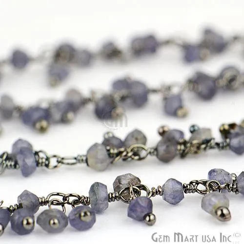 GemmartUSA Charm Necklaces Iolite Faceted Beads Oxidized Wire Wrapped Cluster Dangle Chains GemmartUSA Charm Necklaces Iolite Faceted Beads Oxidized Wire Wrapped Cluster Dangle Chains