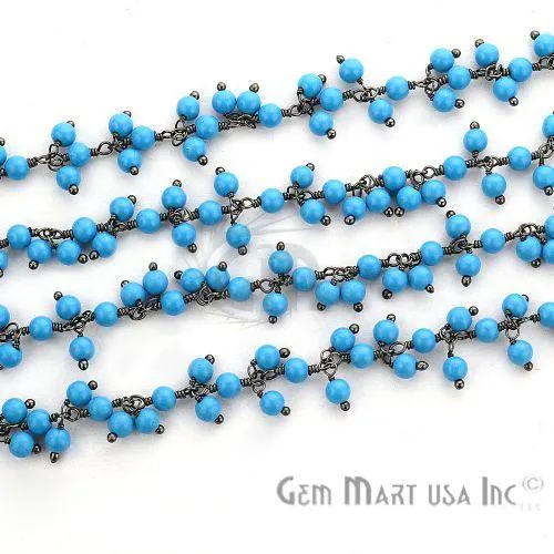GemmartUSA Charm Necklaces Turquoise Faceted Beads Oxidized Wire Wrapped Cluster Dangle Rosary Chains GemmartUSA Charm Necklaces Turquoise Faceted Beads Oxidized Wire Wrapped Cluster Dangle Rosary Chains