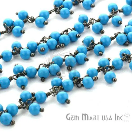 GemmartUSA Charm Necklaces Turquoise Faceted Beads Oxidized Wire Wrapped Cluster Dangle Rosary Chains GemmartUSA Charm Necklaces Turquoise Faceted Beads Oxidized Wire Wrapped Cluster Dangle Rosary Chains